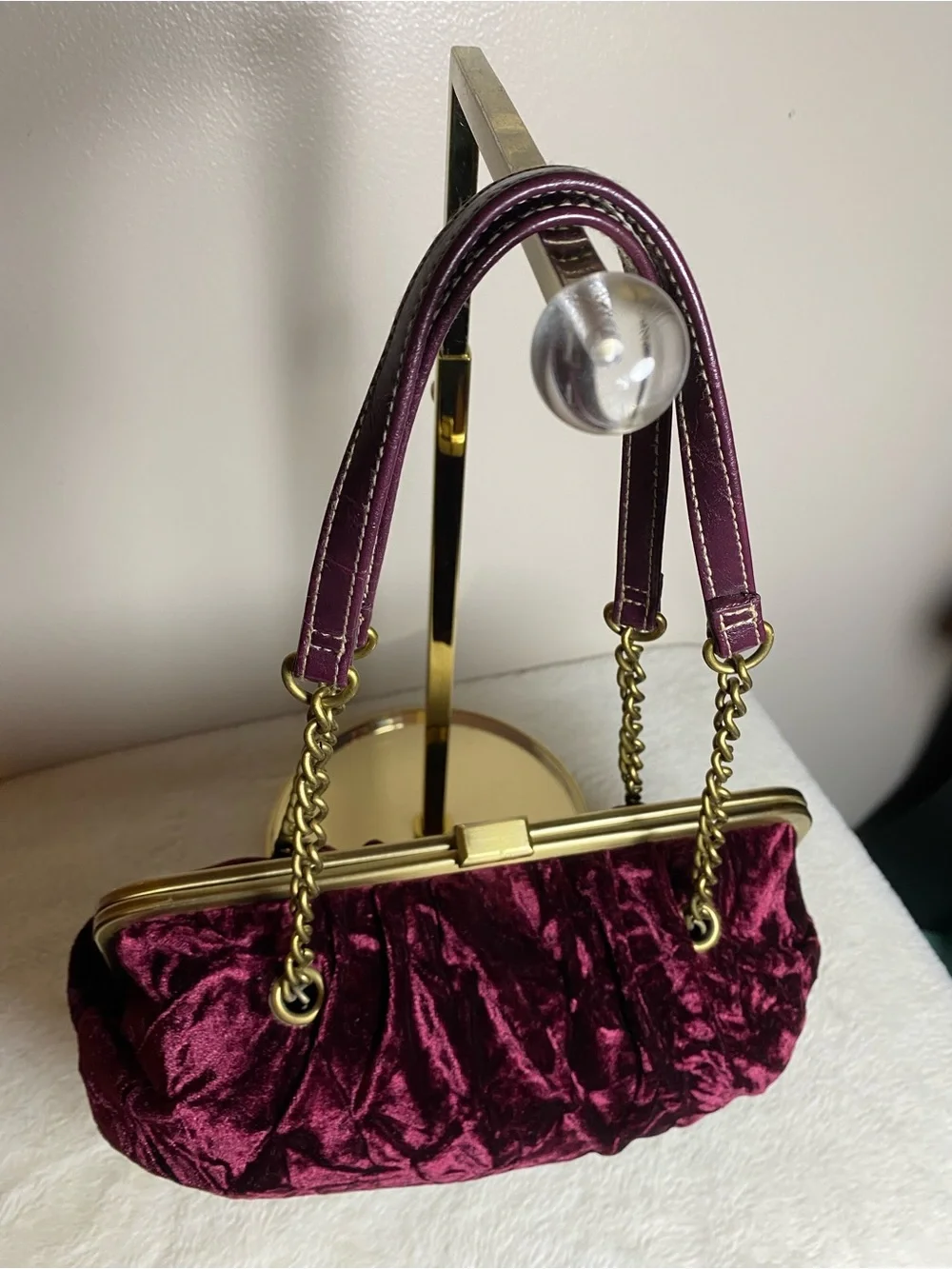 Vintage Apt. 9 Velvet Frame Chain Shoulder Bag - Plum Burgundy
